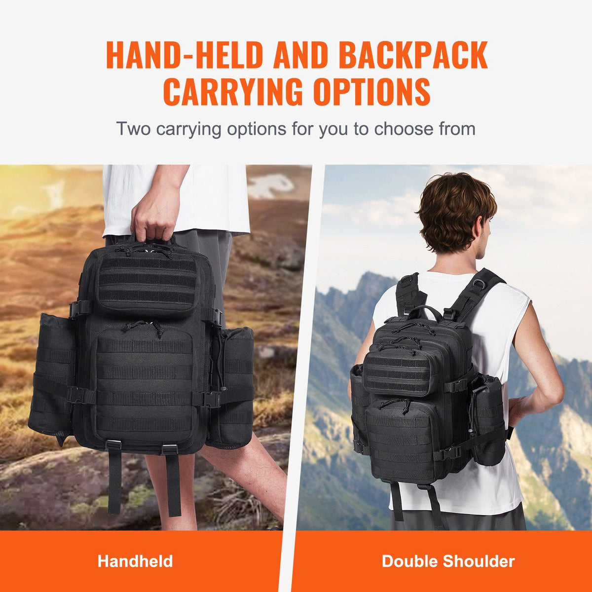 Tactical Backpack 25L Military Backpack with Molle Mode & 3 Compartments, Military Tactical Backpack For Men Molle Daypack 3 Day Bug Out Bag Hiking Rucksack With Bottle Holder