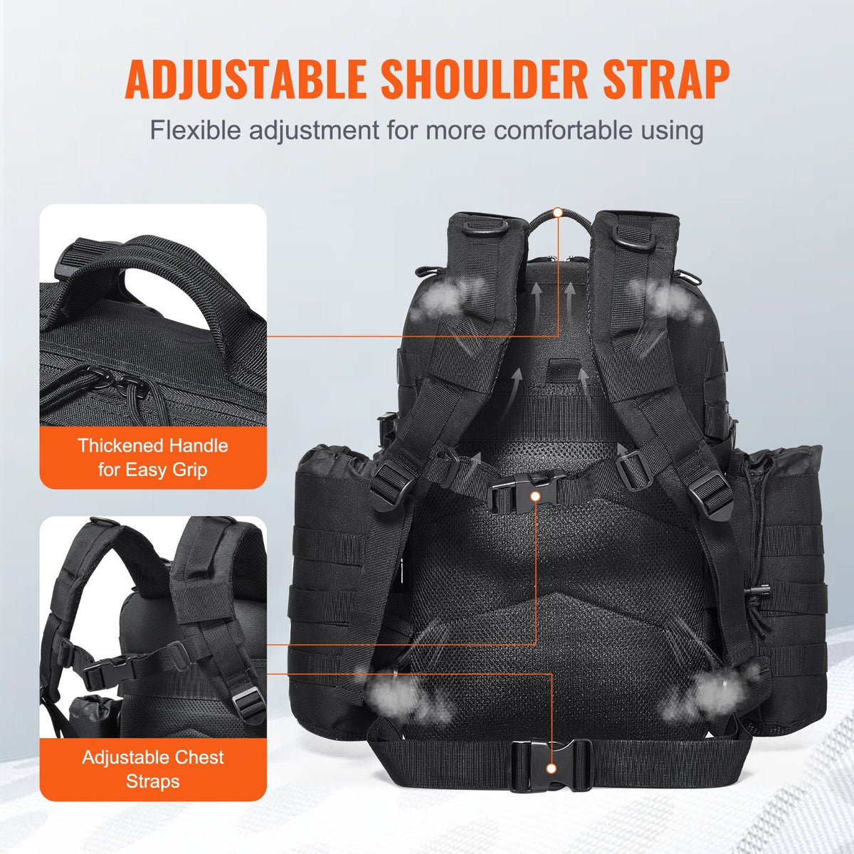 Tactical Backpack 25L Military Backpack with Molle Mode & 3 Compartments, Military Tactical Backpack For Men Molle Daypack 3 Day Bug Out Bag Hiking Rucksack With Bottle Holder