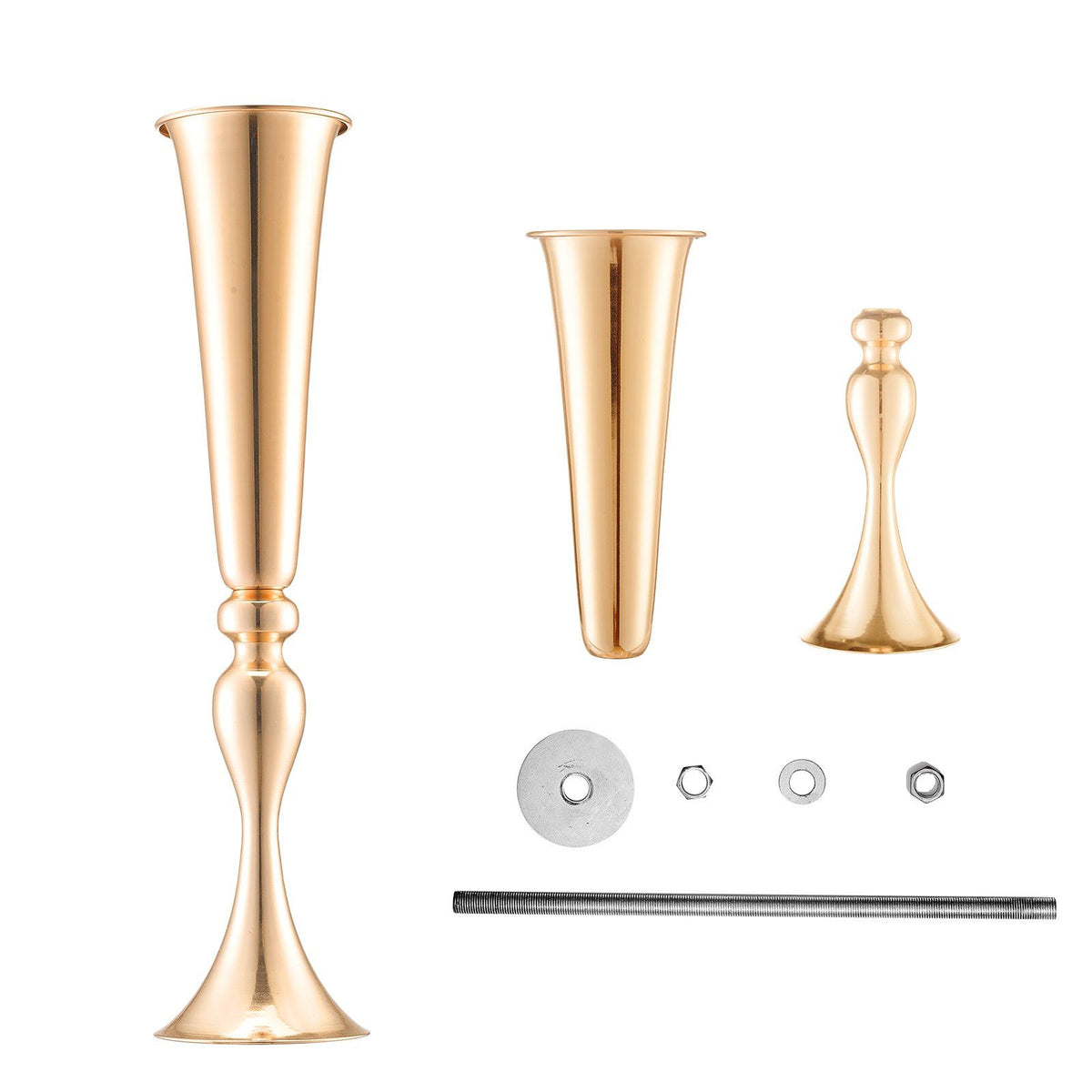 VEVOR 2PCS 56cm/22.05' Tall Wedding Flower Vase Metal Gold Trumpet for Tables