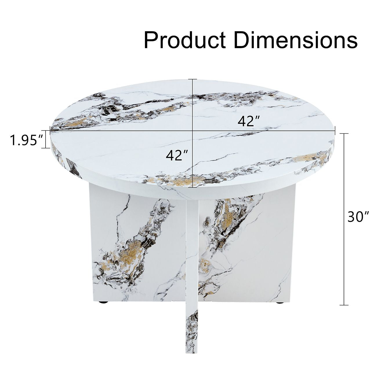 Round Dining Table for 4-6, 42 Inch Modern Kitchen Table Small Dinner Table MDF Kitchen Dinning Table for Cafe Restaurant Wine Bar Home Office Conference (Only Table)