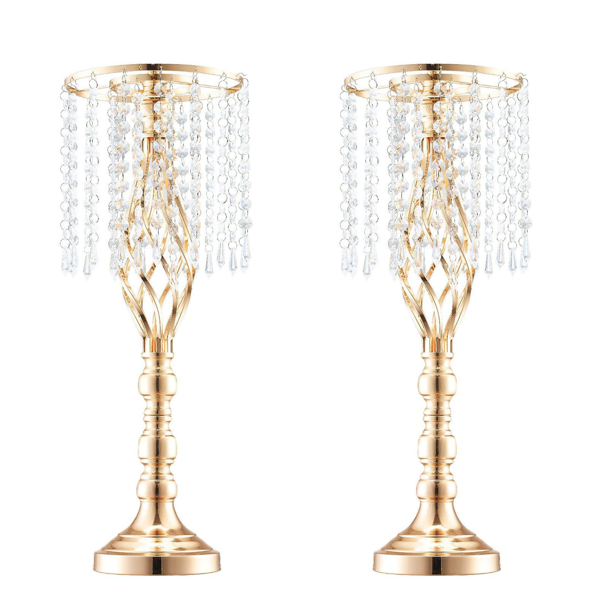 VEVOR 2PCS 55cm/21.65' Tall Crystal Wedding Flower Stand Vase for Party Decor