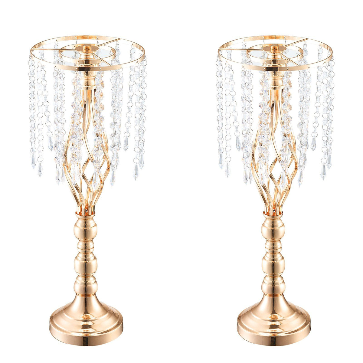 VEVOR 2PCS 55cm/21.65' Tall Crystal Wedding Flower Stand Vase for Party Decor