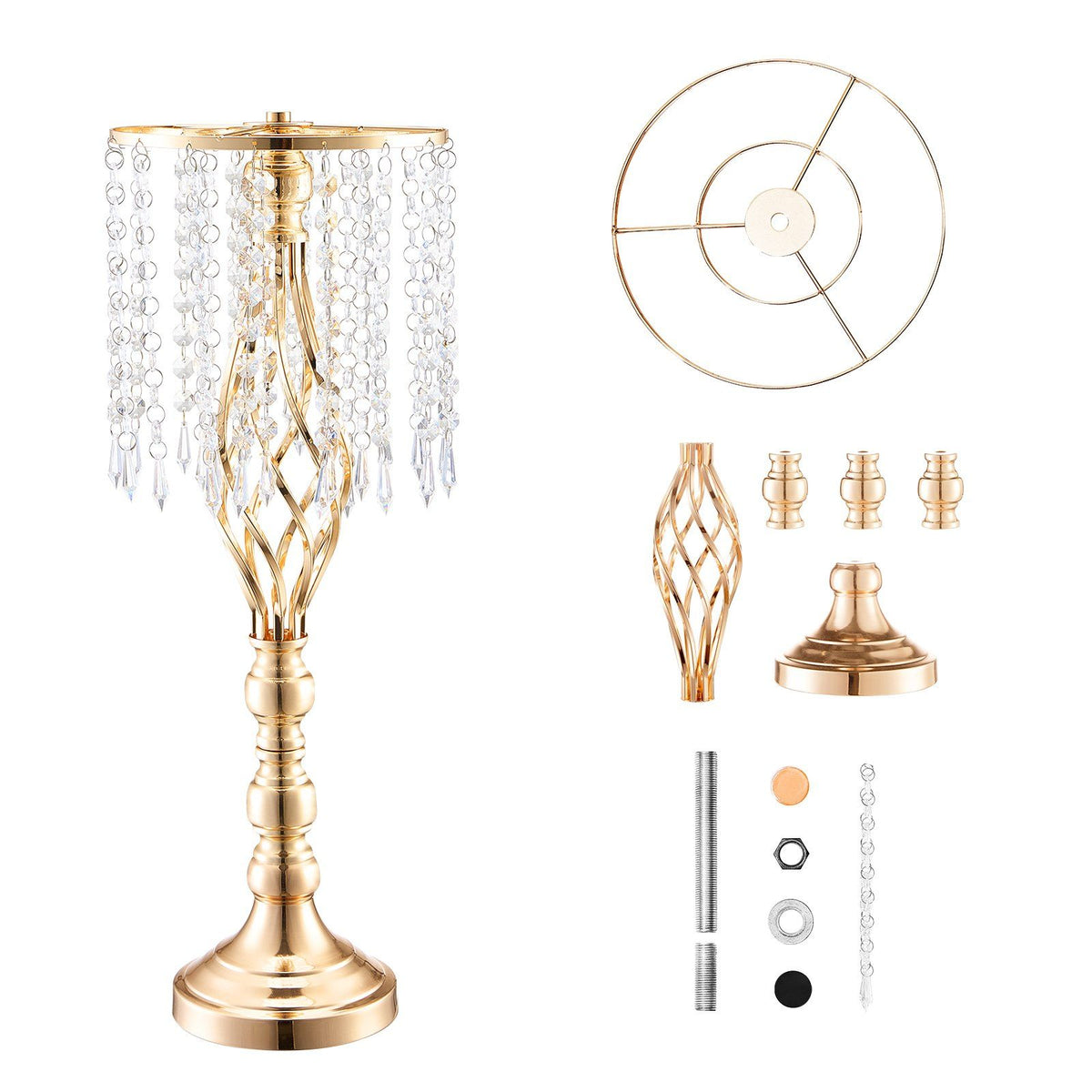 VEVOR 2PCS 55cm/21.65' Tall Crystal Wedding Flower Stand Vase for Party Decor