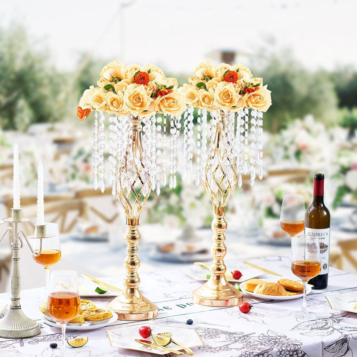 VEVOR 2PCS 55cm/21.65' Tall Crystal Wedding Flower Stand Vase for Party Decor