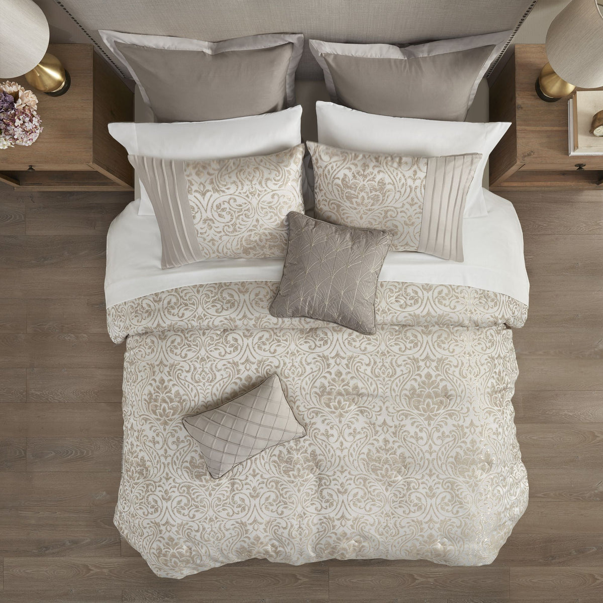 12 Piece Jacquard Comforter Set with Bed Sheets