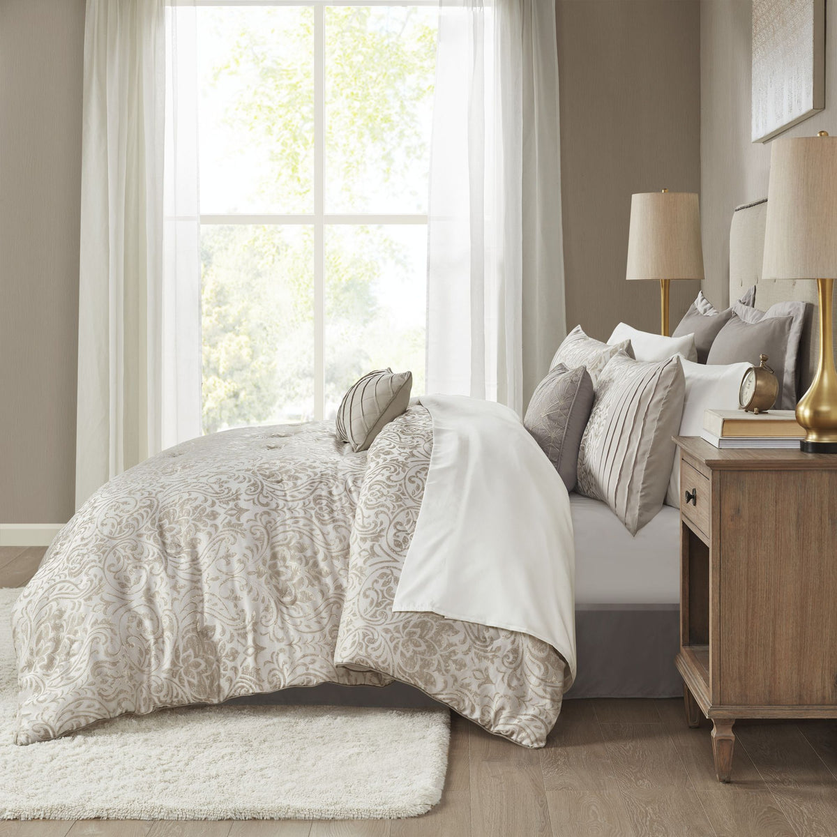 12 Piece Jacquard Comforter Set with Bed Sheets