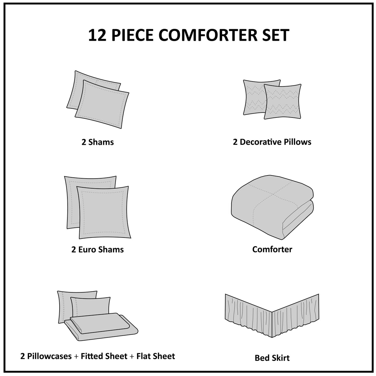 12 Piece Jacquard Comforter Set with Bed Sheets