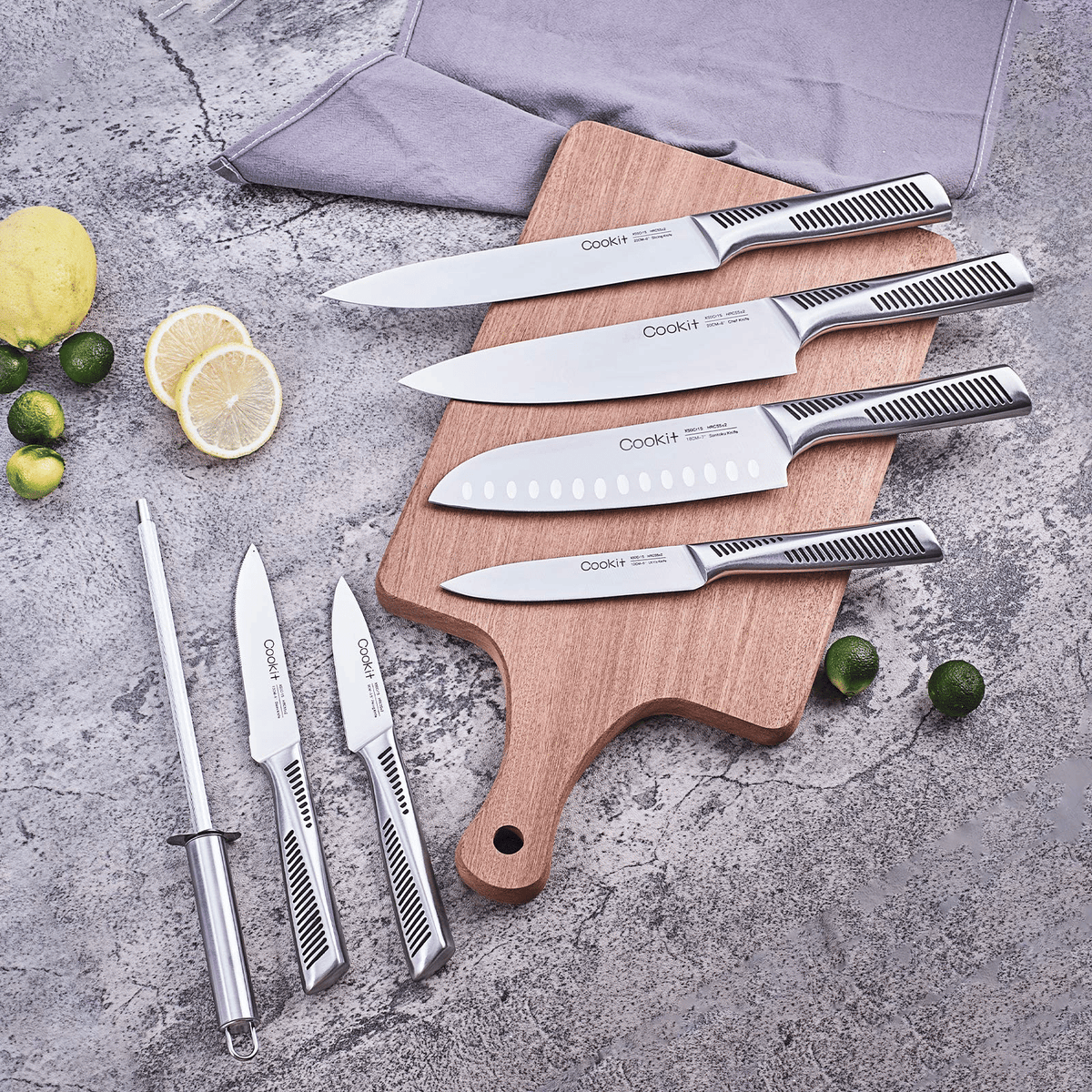 Kitchen Knife Set; 15 Piece Knife Sets with Block; Chef Knives with Non-Slip German Stainless Steel Hollow Handle Cutlery Set with Multifunctional Scissors Knife Sharpener Amazon Platform Banned