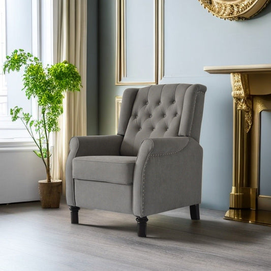 Redde Boo New Design Classic Dark Gray Waterproof Fabric Living Room Pull Button Sofa, High Back Manual Recliner Chair Cinema Home Theatre Cozy Recliner Sofa