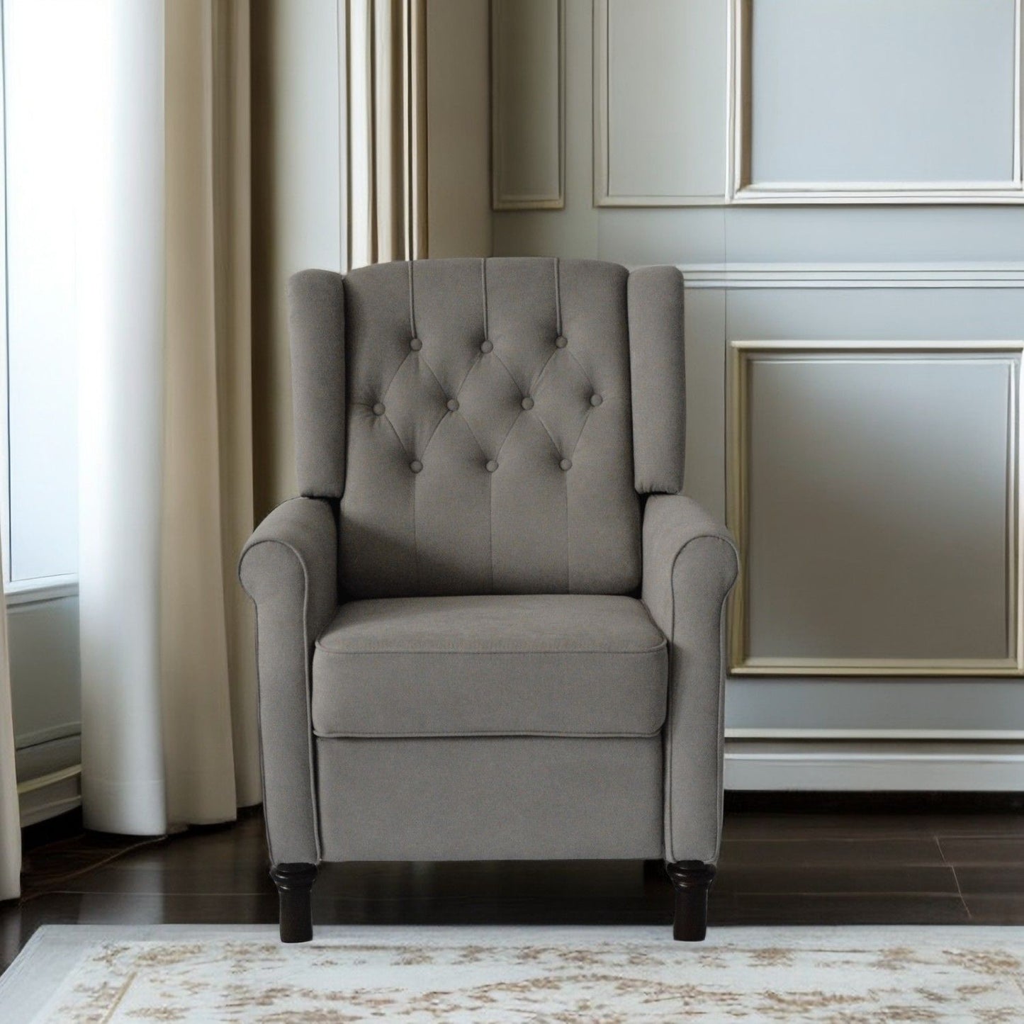 Redde Boo New Design Classic Dark Gray Waterproof Fabric Living Room Pull Button Sofa, High Back Manual Recliner Chair Cinema Home Theatre Cozy Recliner Sofa
