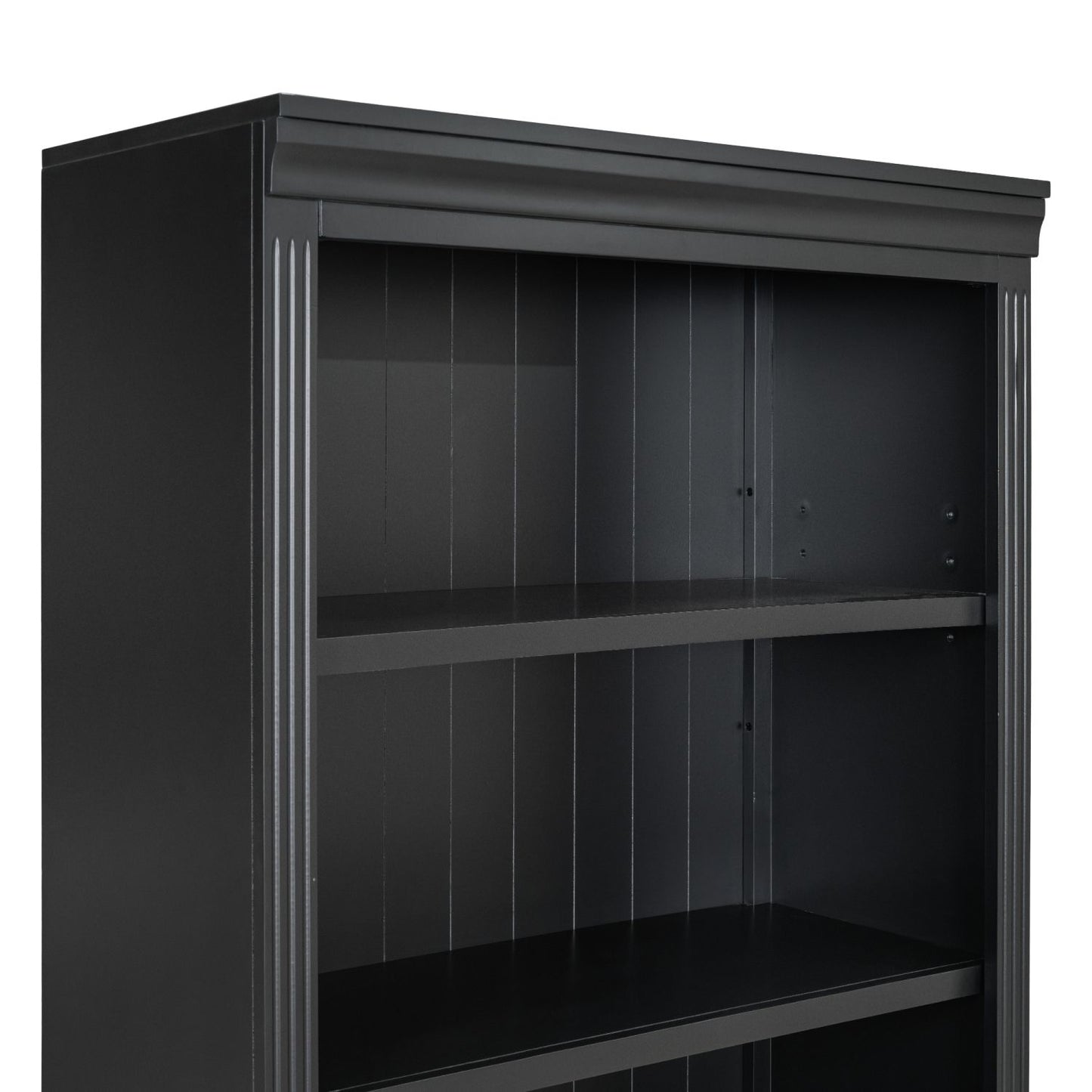 83.4" Tall Wood Bookcase with light strip,5-Tier Decor Bookshelves with Adjustable Shelves,Storage Organizer for CDs/Books/Movies,Free Standing Storage Shelves for Living Room,Home Office,Black