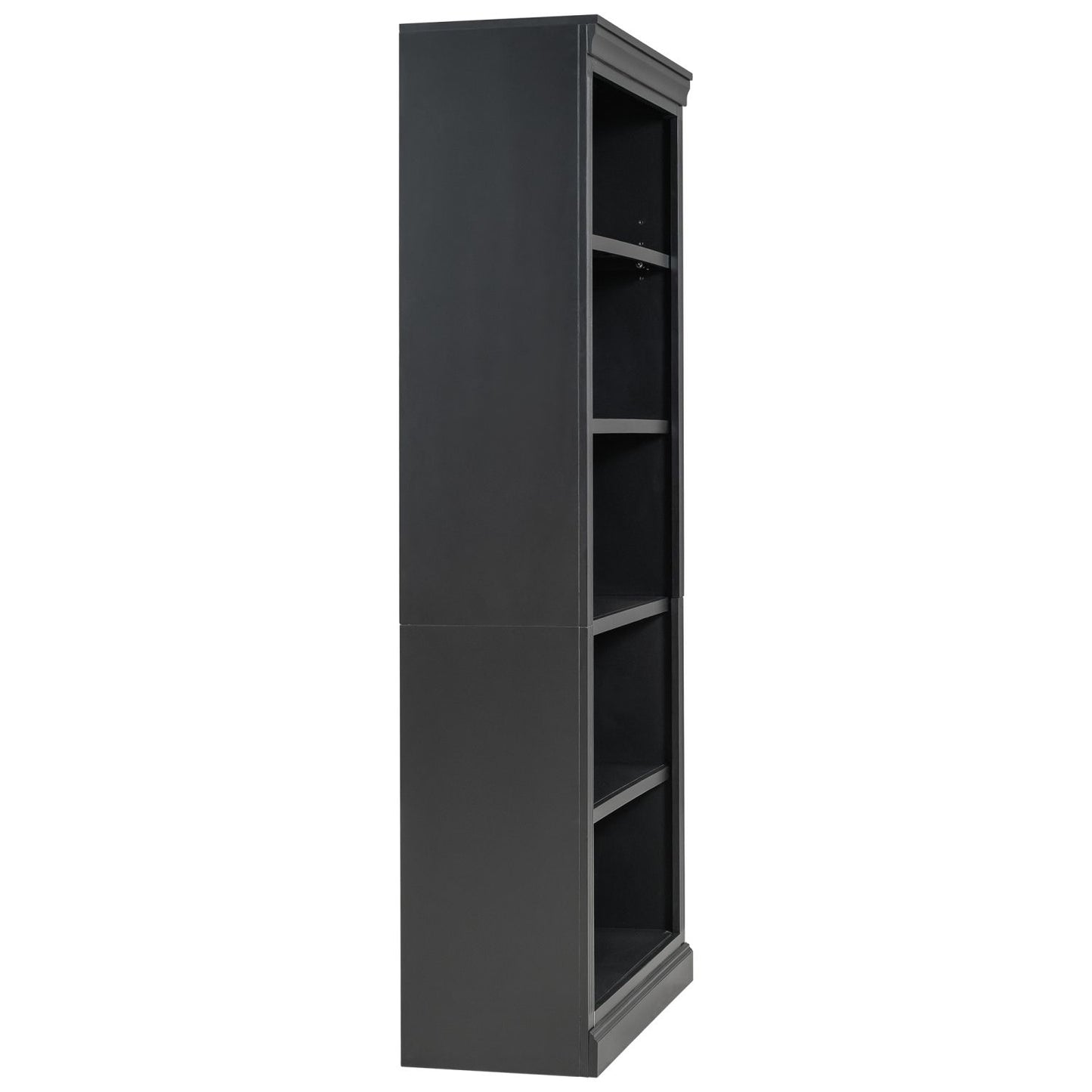 83.4" Tall Wood Bookcase with light strip,5-Tier Decor Bookshelves with Adjustable Shelves,Storage Organizer for CDs/Books/Movies,Free Standing Storage Shelves for Living Room,Home Office,Black