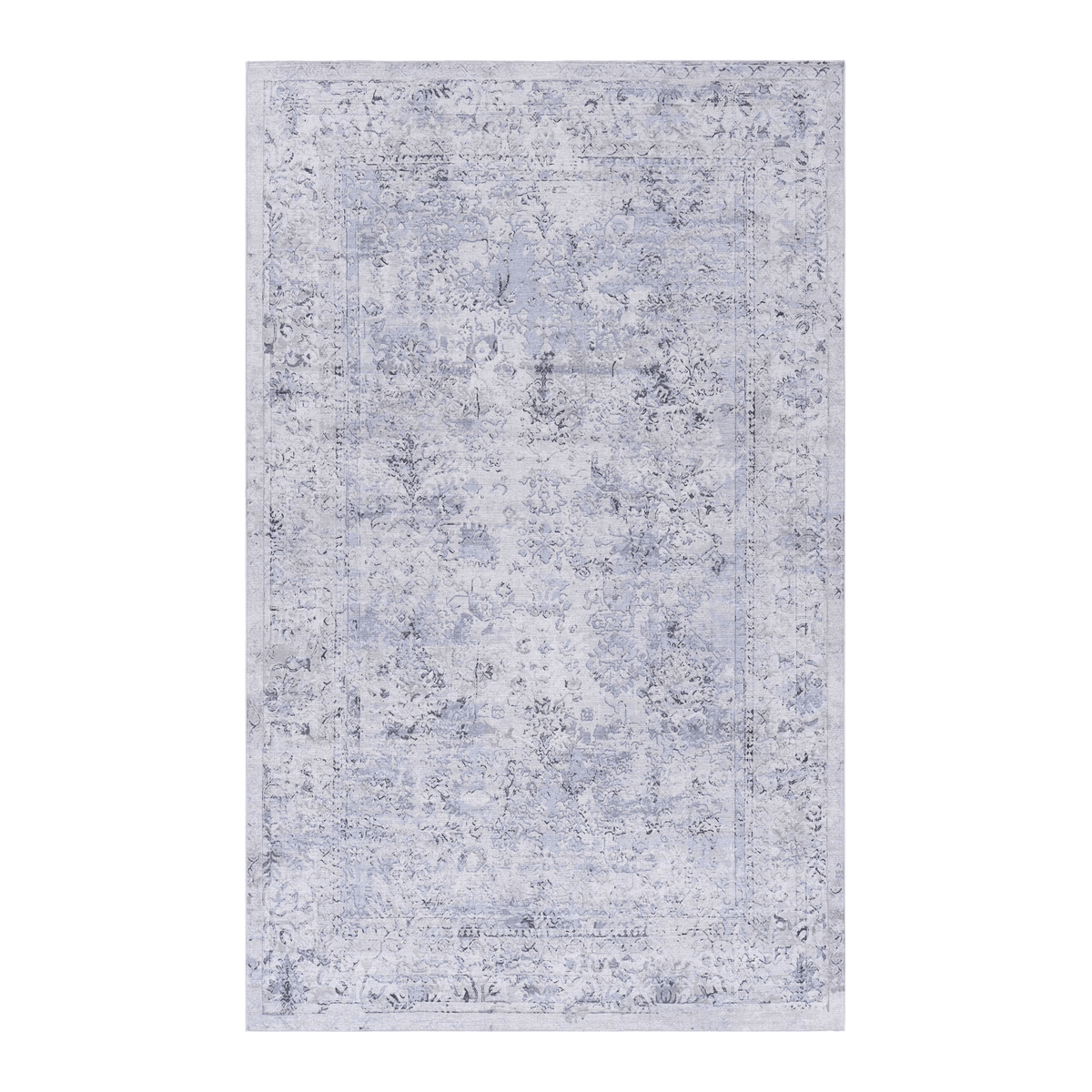 LOOM & LUXE Area Rug 6x9, Washable Rug, Low-Pile, Non-Slip, Non-Shedding, Foldable, Kid & Pet Friendly - Area Rugs for living room, bedroom, kitchen (Blue/Cream, 6' x 9')