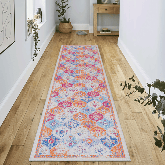 LOOM & LUXE 2'6''x10' Runner, Washable Rug, Low-Pile, Non-Slip, Non-Shedding, Foldable, Kid & Pet Friendly - Area Rugs for living room, bedroom, kitchen, dining room rug, (Cream, 2'6''x10')