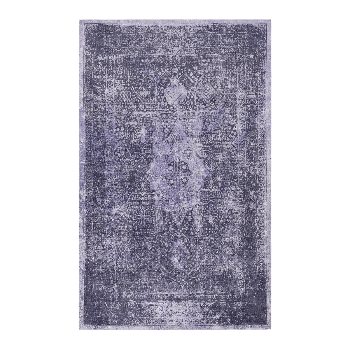 LOOM & LUXE 8x10 Area Rug, Washable Rug, Low-Pile, Non-Slip, Non-Shedding, Foldable, Kid & Pet Friendly - Area Rugs for living room, bedroom, kitchen (Anthracite, 8' x 10')