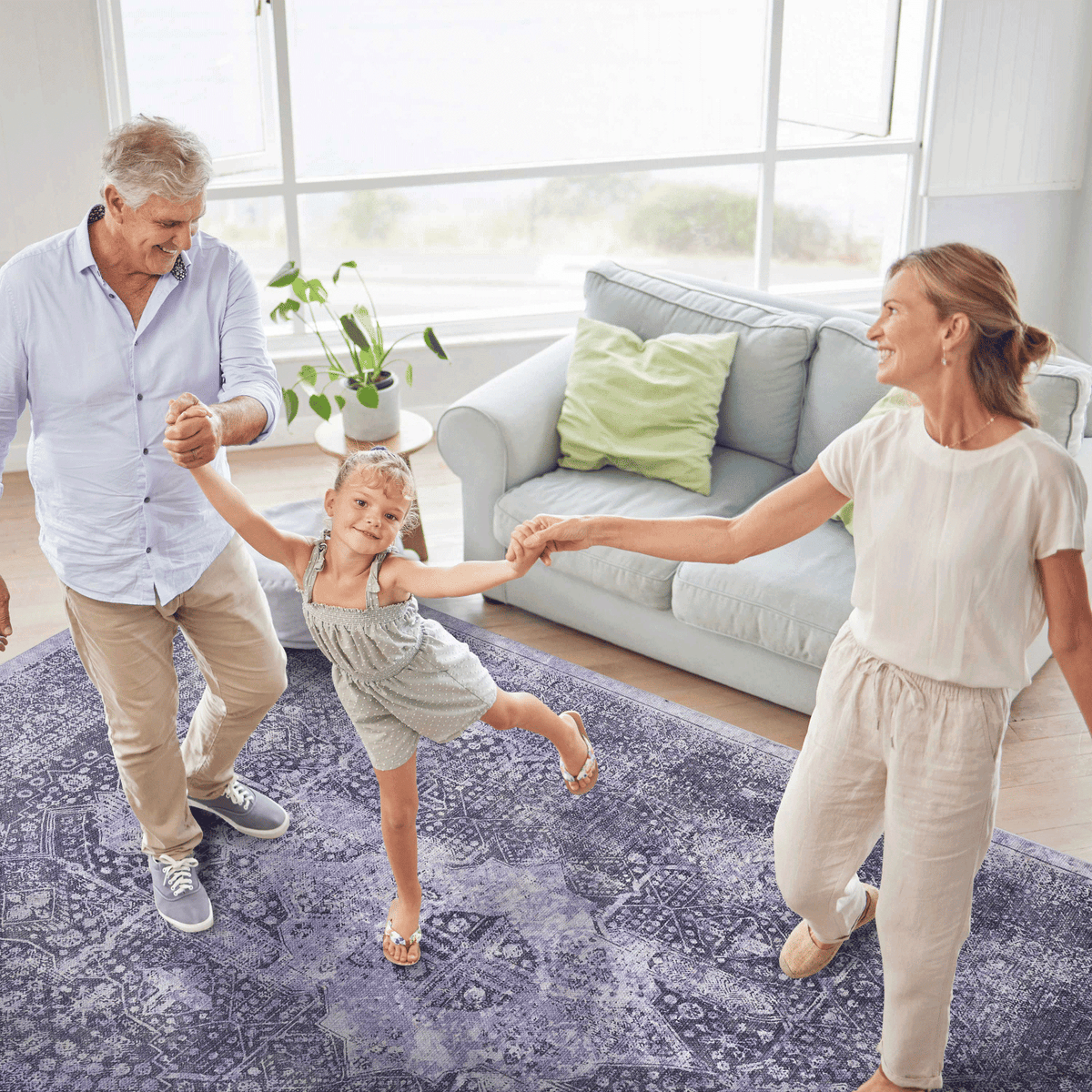 LOOM & LUXE 8x10 Area Rug, Washable Rug, Low-Pile, Non-Slip, Non-Shedding, Foldable, Kid & Pet Friendly - Area Rugs for living room, bedroom, kitchen (Anthracite, 8' x 10')