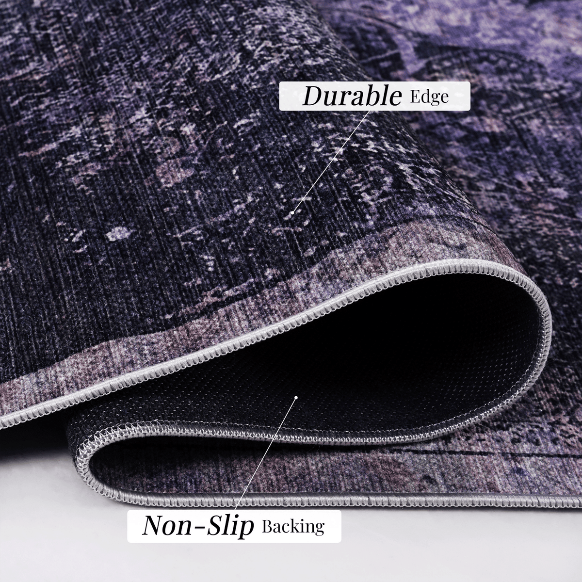 LOOM & LUXE 8x10 Area Rug, Washable Rug, Low-Pile, Non-Slip, Non-Shedding, Foldable, Kid & Pet Friendly - Area Rugs for living room, bedroom, kitchen (Anthracite, 8' x 10')