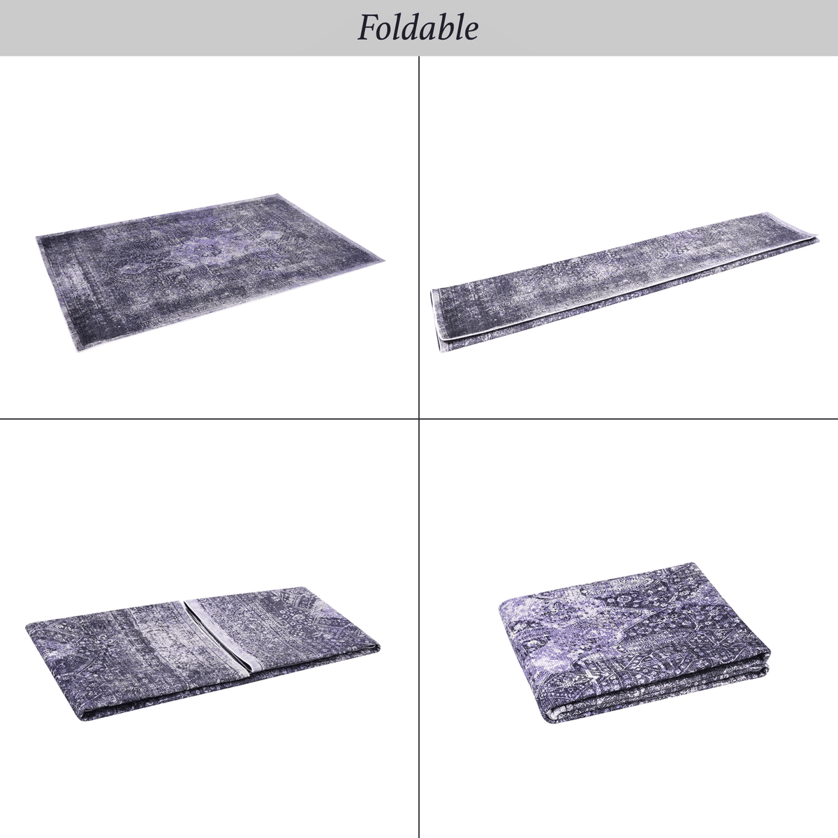 LOOM & LUXE 8x10 Area Rug, Washable Rug, Low-Pile, Non-Slip, Non-Shedding, Foldable, Kid & Pet Friendly - Area Rugs for living room, bedroom, kitchen (Anthracite, 8' x 10')