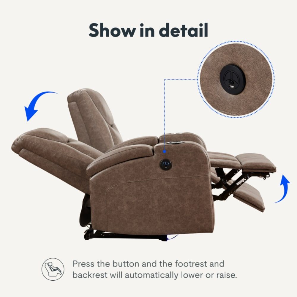 Recliner Sofa with Power Recline, Adjustable Split Back, USB Charging, Bluetooth Speakers & LED LightingRecliner Sofa with Power Recline, Adjustable Split Back, USB Charging, Bluetooth Speakers & LED