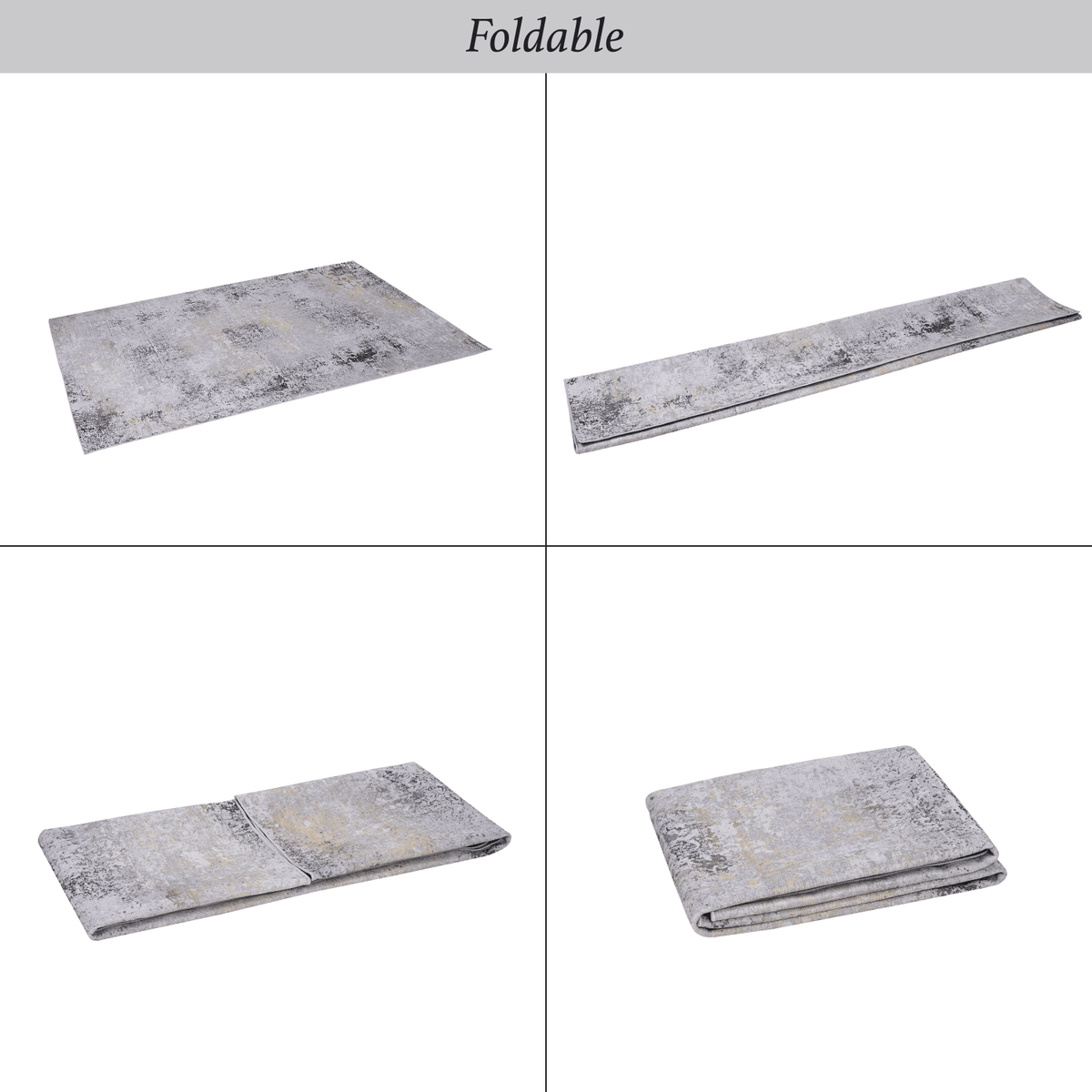LOOM & LUXE 5x8 Area Rug, Washable Rug, Low-Pile, Non-Slip, Non-Shedding, Foldable, Kid & Pet Friendly - Area Rugs for living room, bedroom, kitchen (Gray/Gold, 5' x 8')