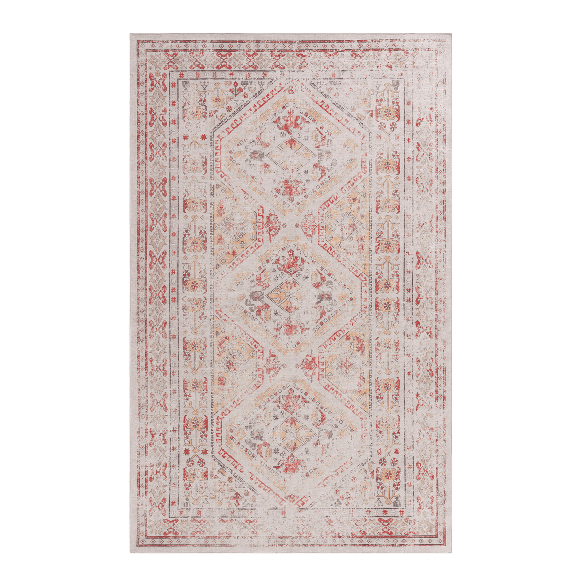 LOOM & LUXE 6x9 Area Rugs, Washable Rug, Low-Pile, Non-Slip, Non-Shedding, Foldable, Kid & Pet Friendly - Area Rugs for living room, bedroom, kitchen (Beige, 6' x 9')