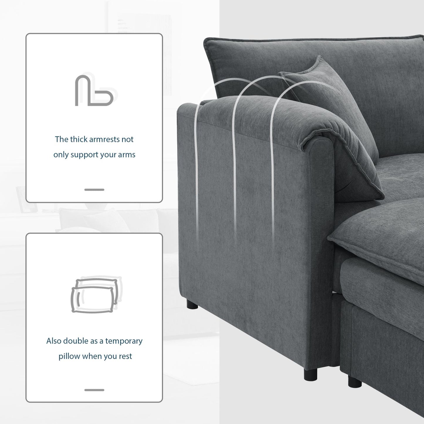 [VIDEO]103.5" Chenille Modular Sectional Sofa with Deep and Wide Seat,L Shaped Cloud Couch Set with Double Cushions,4 Seat Sofa with Movable Ottoman,Oversized Indoor Furniture for Living Room,3 Colors