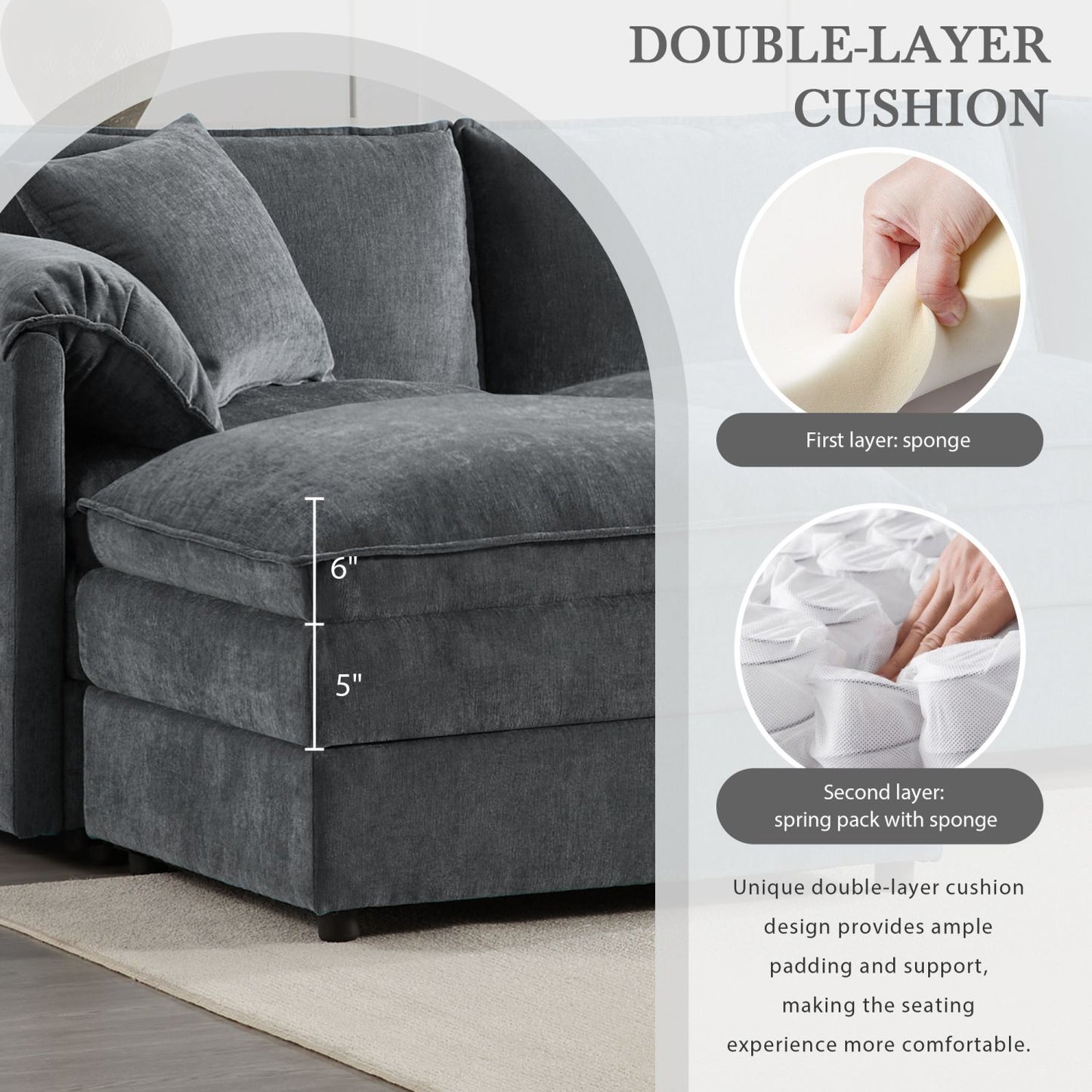 [VIDEO]103.5" Chenille Modular Sectional Sofa with Deep and Wide Seat,L Shaped Cloud Couch Set with Double Cushions,4 Seat Sofa with Movable Ottoman,Oversized Indoor Furniture for Living Room,3 Colors