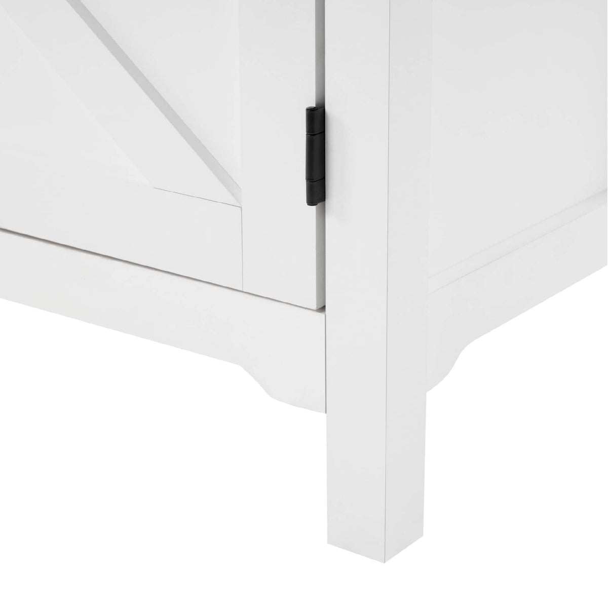 Farmhouse Sideboard Buffet Cabinet with Hinged Barn Doors, 58" Large Kitchen Storage Cabinet with Adjustable Shelves, Antique White Wood Coffee Bar Table for Dining Room, Living Room, Enterway