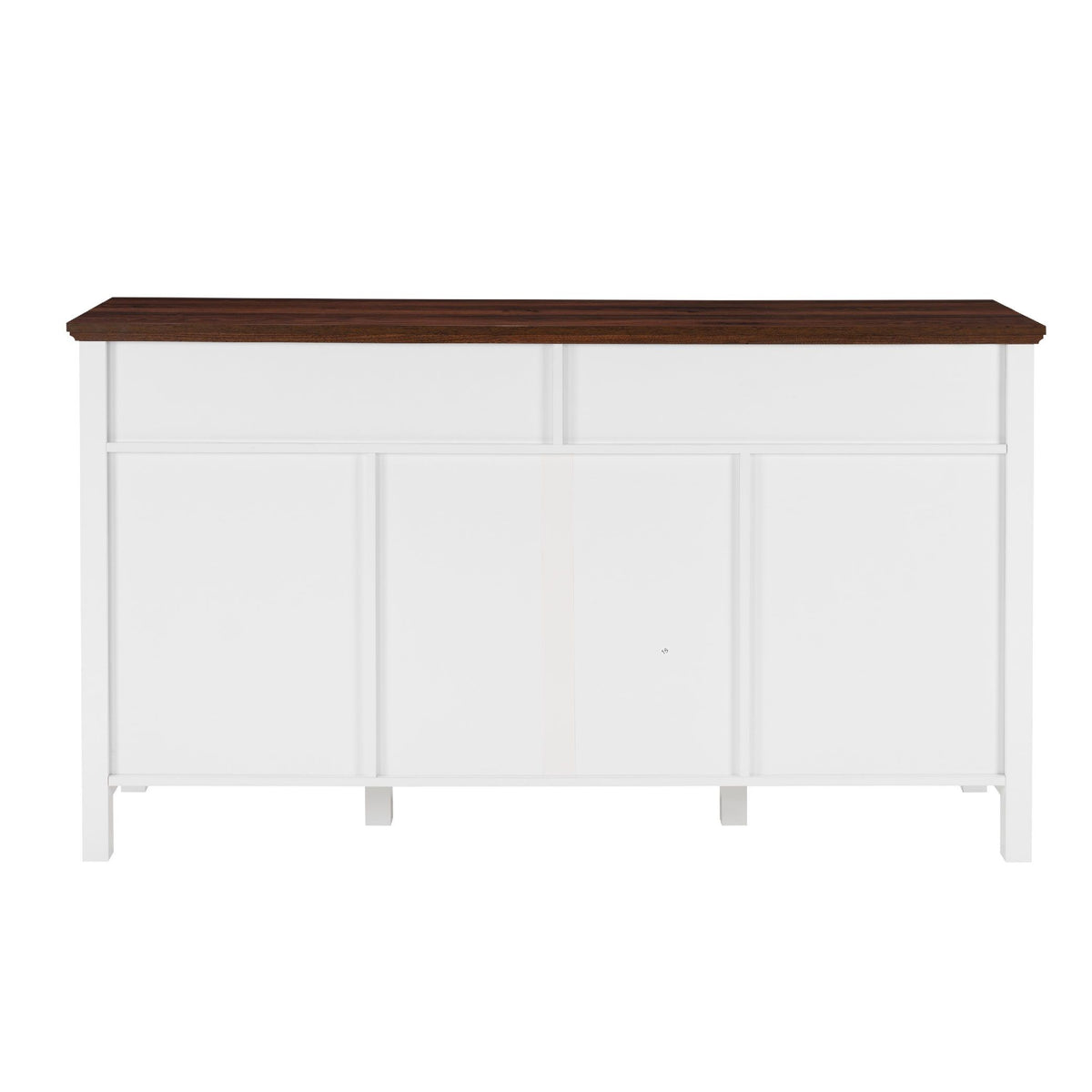 Farmhouse Sideboard Buffet Cabinet with Hinged Barn Doors, 58" Large Kitchen Storage Cabinet with Adjustable Shelves, Antique White Wood Coffee Bar Table for Dining Room, Living Room, Enterway
