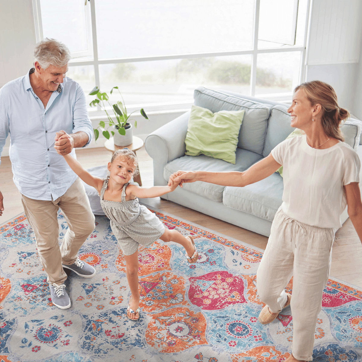 LOOM & LUXE Area Rug 5x8, Washable Rug, Low-Pile, Non-Slip, Non-Shedding, Foldable, Kid & Pet Friendly - Area Rugs for living room, bedroom, kitchen, dining room rug - Perfect Gifts, (Cream, 5' x 8')