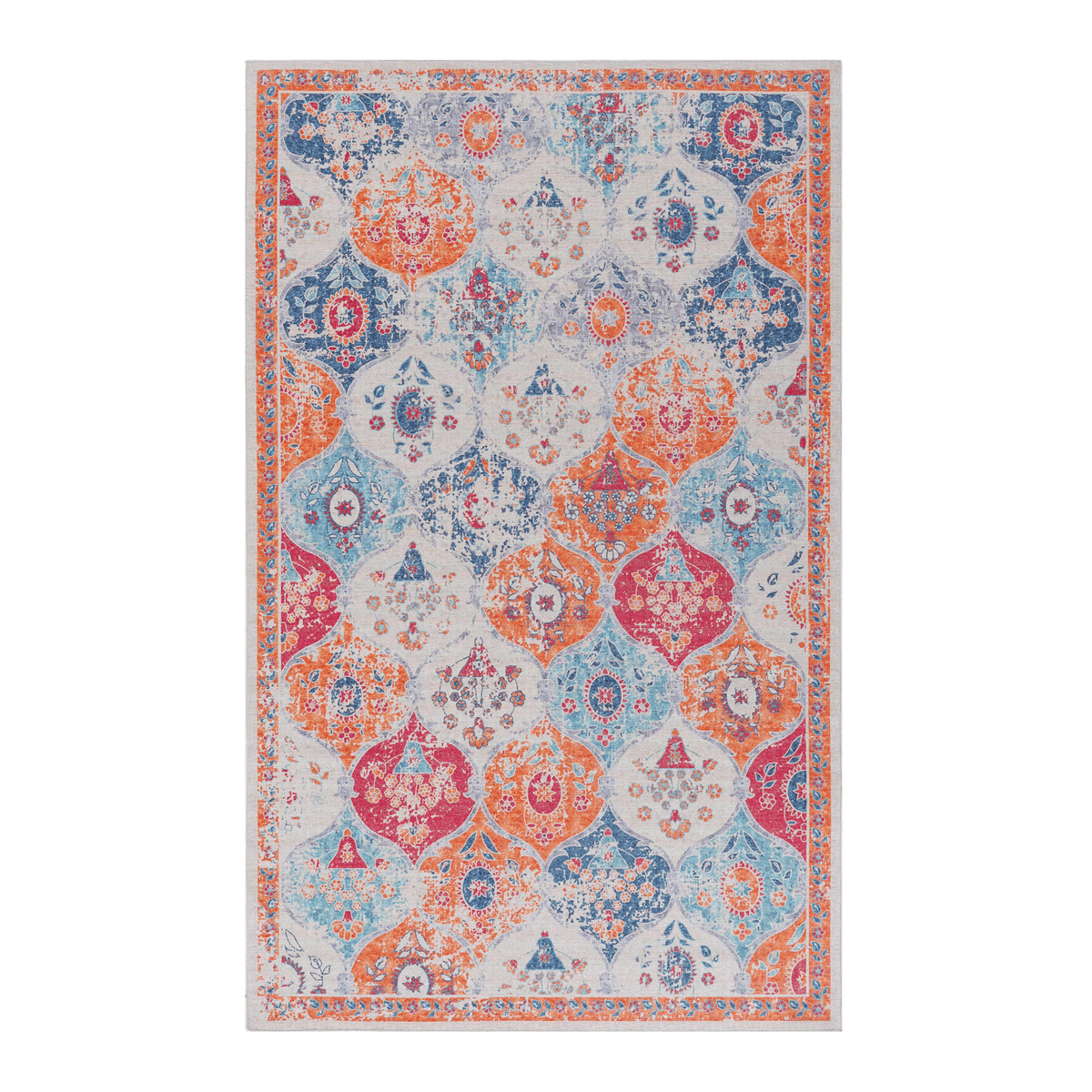 LOOM & LUXE Area Rug 5x8, Washable Rug, Low-Pile, Non-Slip, Non-Shedding, Foldable, Kid & Pet Friendly - Area Rugs for living room, bedroom, kitchen, dining room rug - Perfect Gifts, (Cream, 5' x 8')