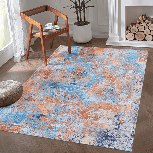 LOOM & LUXE 5x8 Area Rug for Living Room, Machine Washable AreaRug, Low-Pile, Non-Slip, Non-Shedding, Foldable, Kid & Pet Friendly - Area Rugs for living room, bedroom, kitchen (Multi, 5'x8')