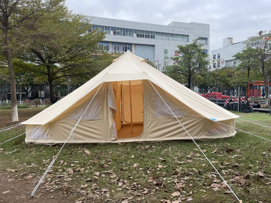 SAM&HAIBEI 6 Persons Canvas Tent Bell Tent Glamping,4 Seasons Yurt Tent for Camping, Heavy Cotton Canvas Tent for Family Camping,Outdoor Hunting,or Party Tent. Durable, 2 in 1,2 Doors Bell Tent