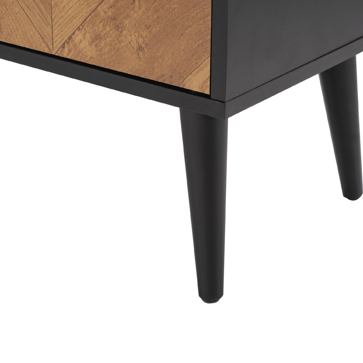 Accent Cabinet with Adjustable Shelf, Kitchen Storage Cabinet with Herringbone Design, Black Sideboard for Living Room, Kitchen, Entryway