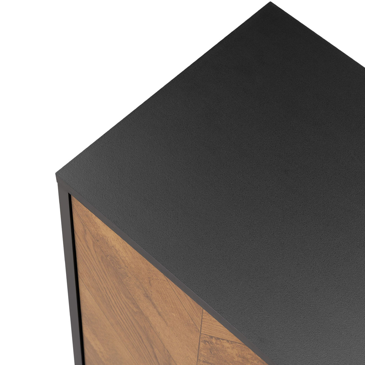 Accent Cabinet with Adjustable Shelf, Kitchen Storage Cabinet with Herringbone Design, Black Sideboard for Living Room, Kitchen, Entryway
