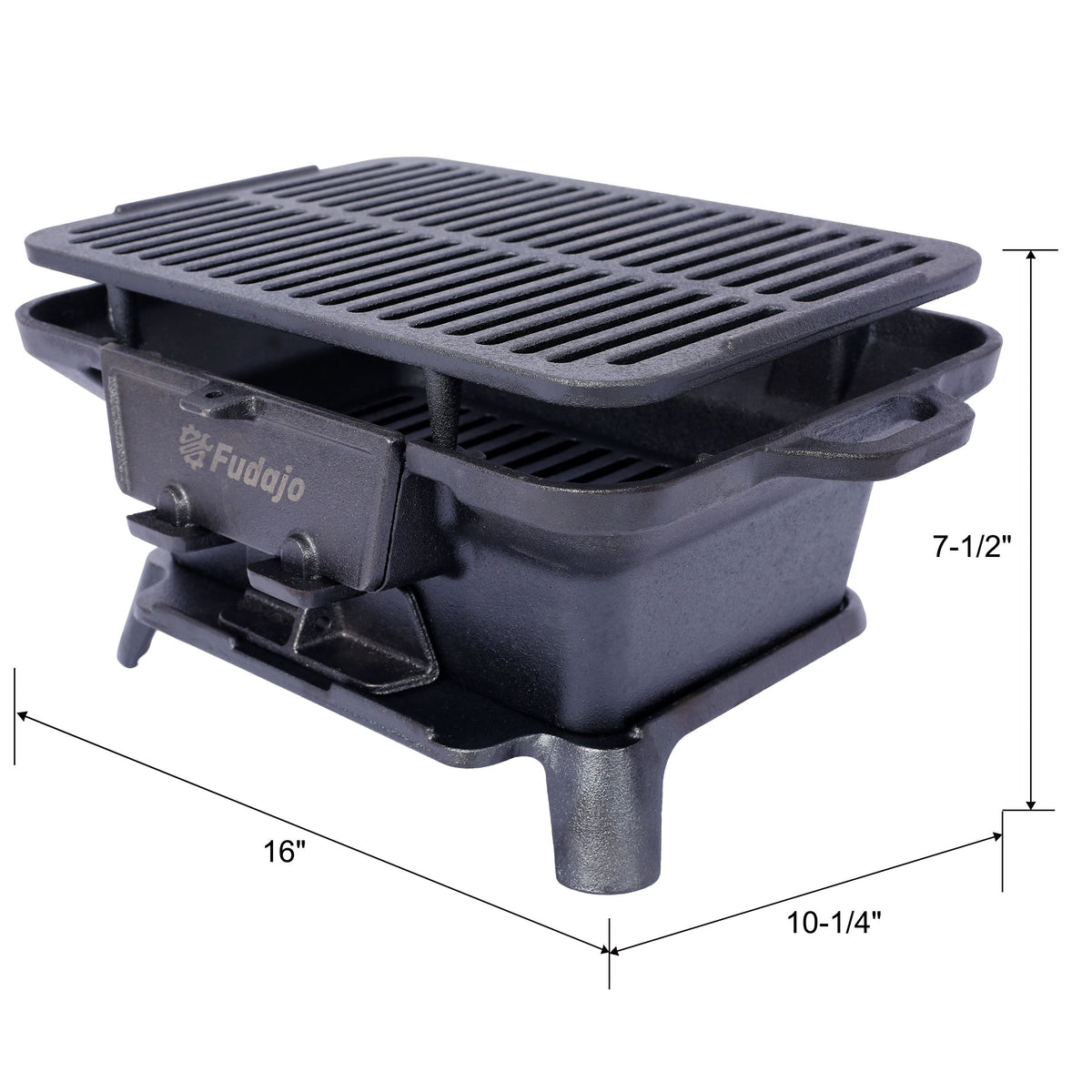 Oval Cast Iron Grill Outdoor, Portable Charcoal Grill and Tabletop Cast Iron Skillet - 100% Cast Iron, Enameled, Durable, Small Charcoal Grill, Camping Stove, Hibachi Grill
