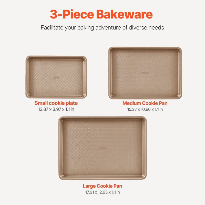 Nonstick Baking Pan Set 3-Piece for Household Cooking