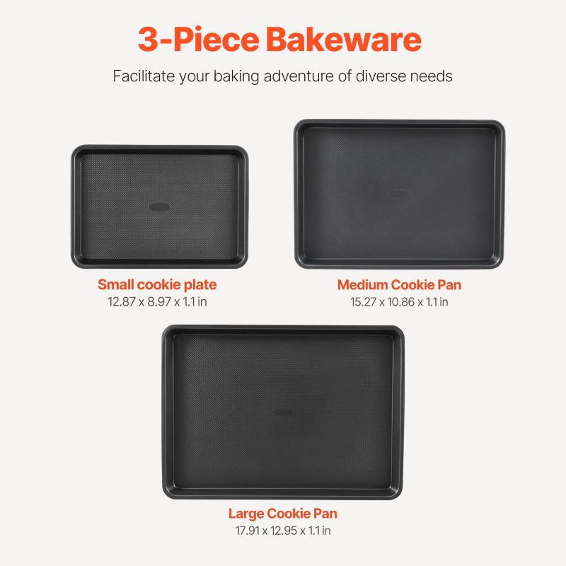Nonstick Baking Pan Set 3-Piece for Household Cooking