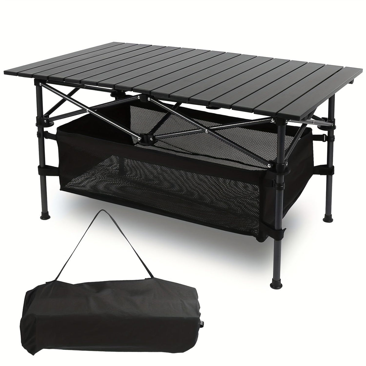 Folding Camping Table, Roll-up Ultra Compact Outdoor Portable Fold Up Lightweight beach Table, with Large Storage and Carry Bag, for Outdoor Cooking, Picnic, Camp, Boat, Travel