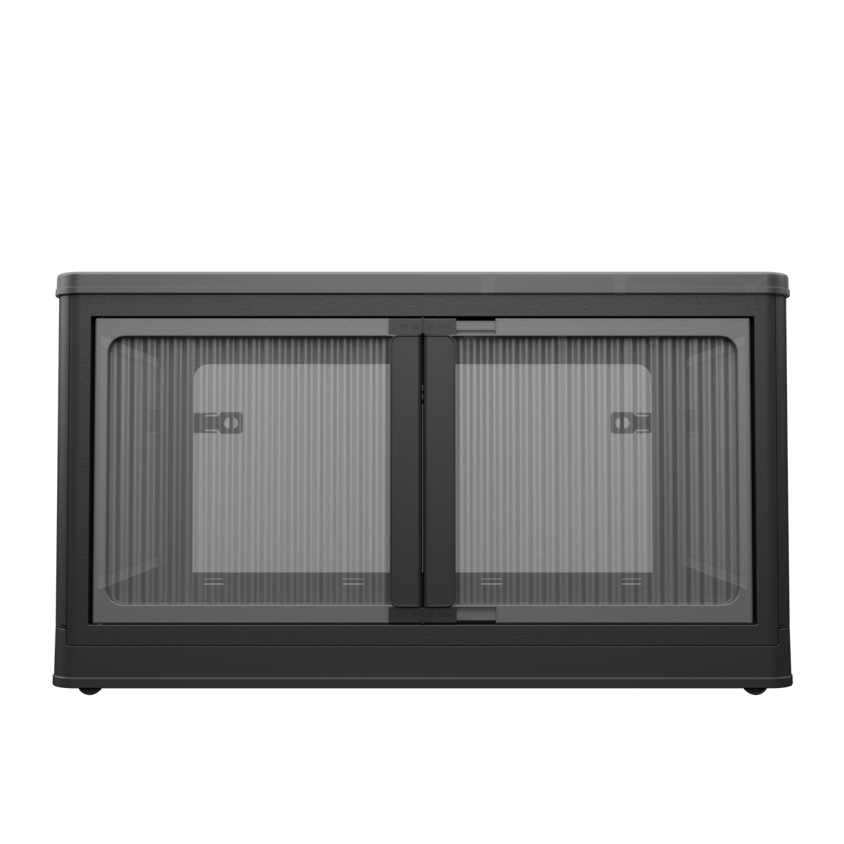 506QT 4-Pack Transparent Stackable Storage Bins with 5 Doors to Open with Wheels, Folding Plastic Craft Containers Large Closet Organizers Box for Bedrooms Living Rooms Study Kids' Toys, Black